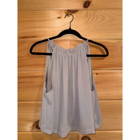 Women's Taupe Semi Sheer Double Lined Tank Top Blouse - Picture 1 of 2